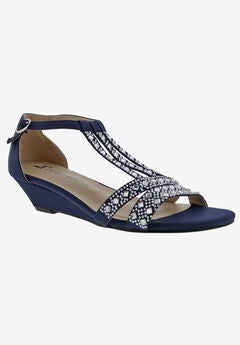 Navy Platform Wedge Sandals