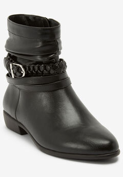 Womens Black Leather Booties