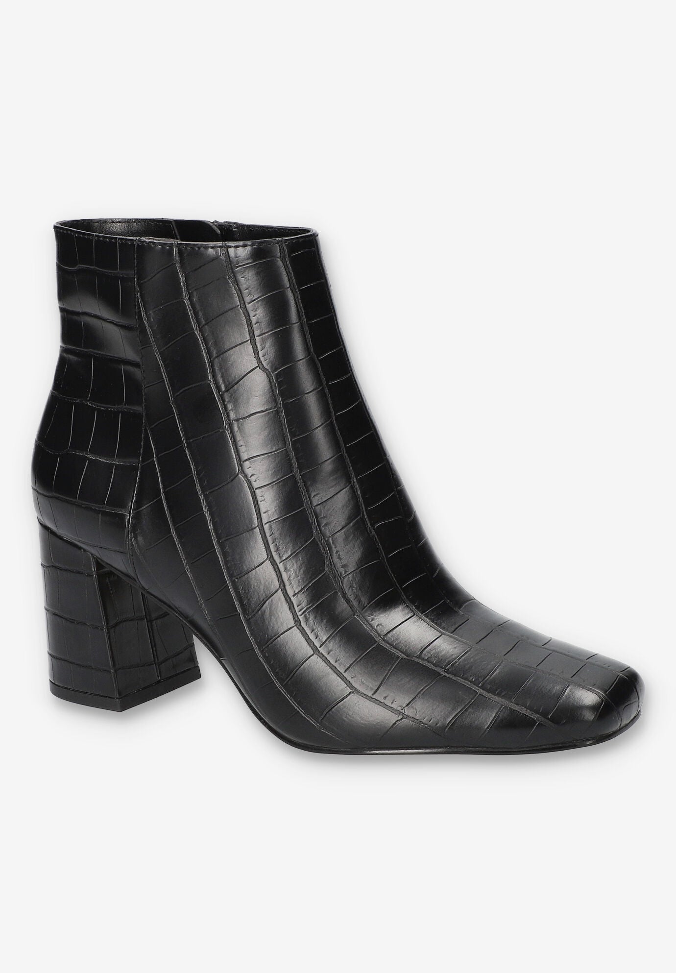 Wilma Square Toe Ankle Boot, BLACK CROCO, hi-res image number 0