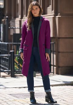 Hooded Long Nylon Jacket with Fleece Lining