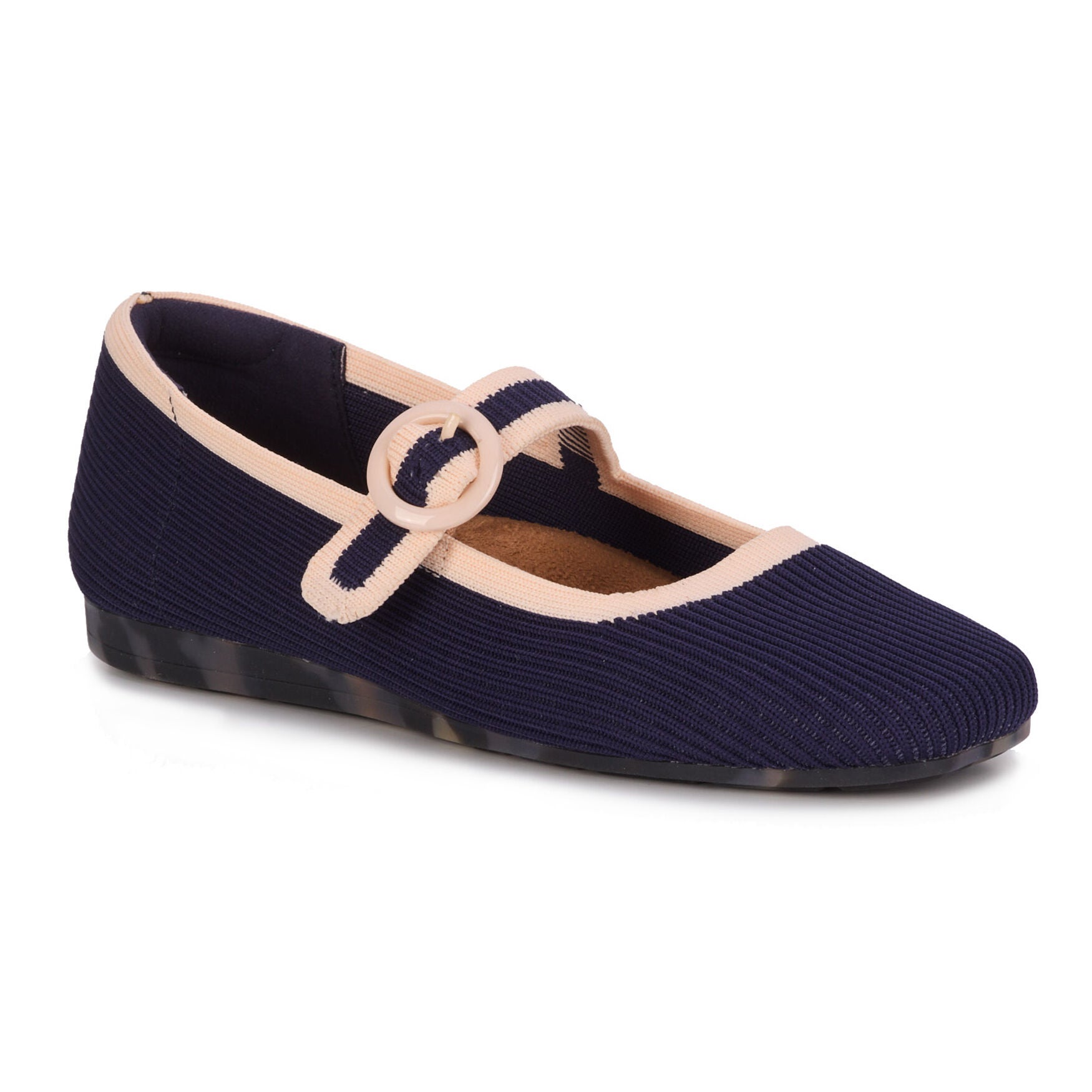 Naomi Mary Jane Stretch Flat, NAVY CREAM KNIT, alternate image number 7