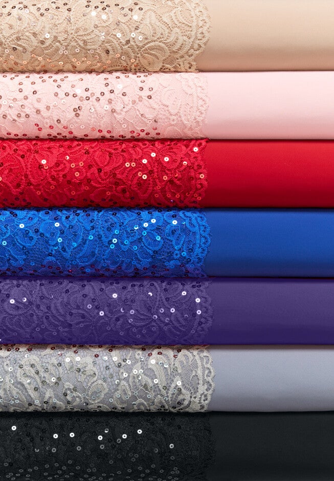 Plus Size Sparkle Lace Popover A-Line Gown with 3/4 Sleeves, , alternate image number 3