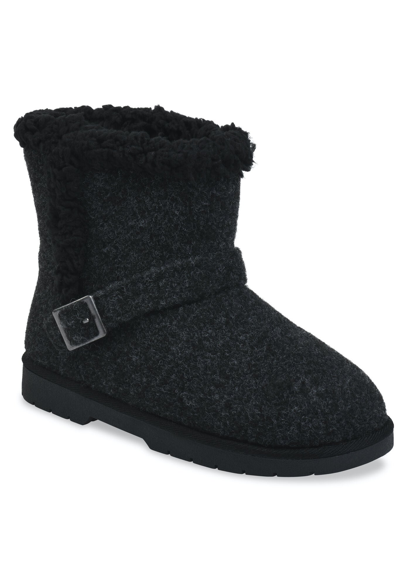 Faux Wool Ankle Boot, BLACK, hi-res image number 0
