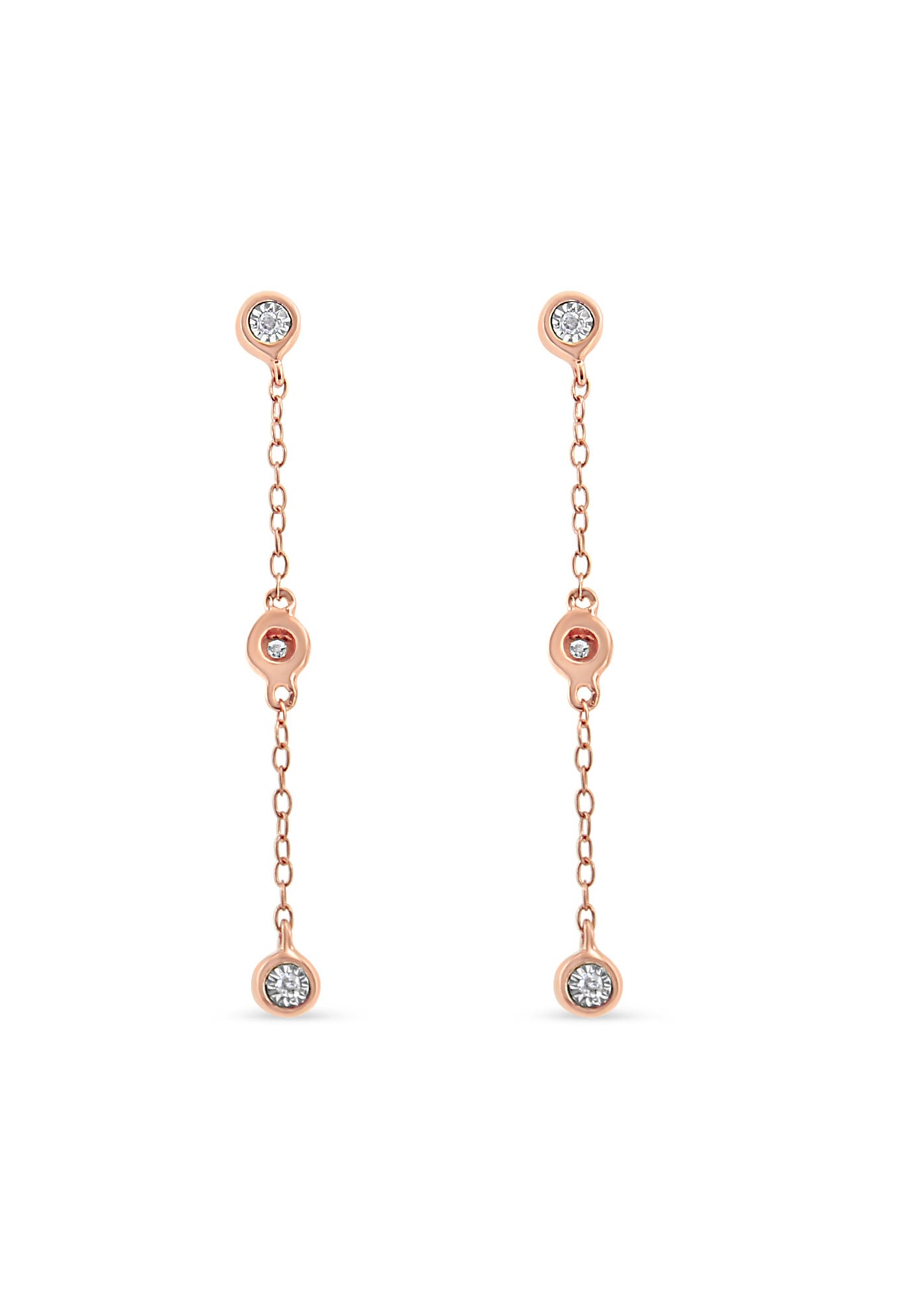Rose Gold Over Silver 1/15 Cttw Diamond Dangle Earring, , alternate image number 2