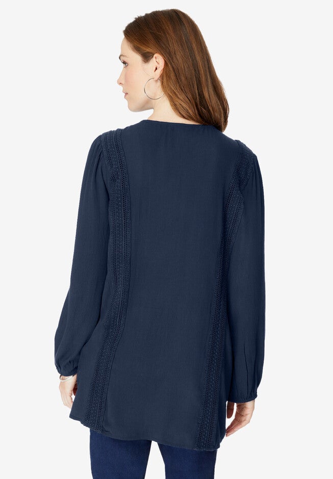 Embroidered Crinkle Top, , on-hover image number 1