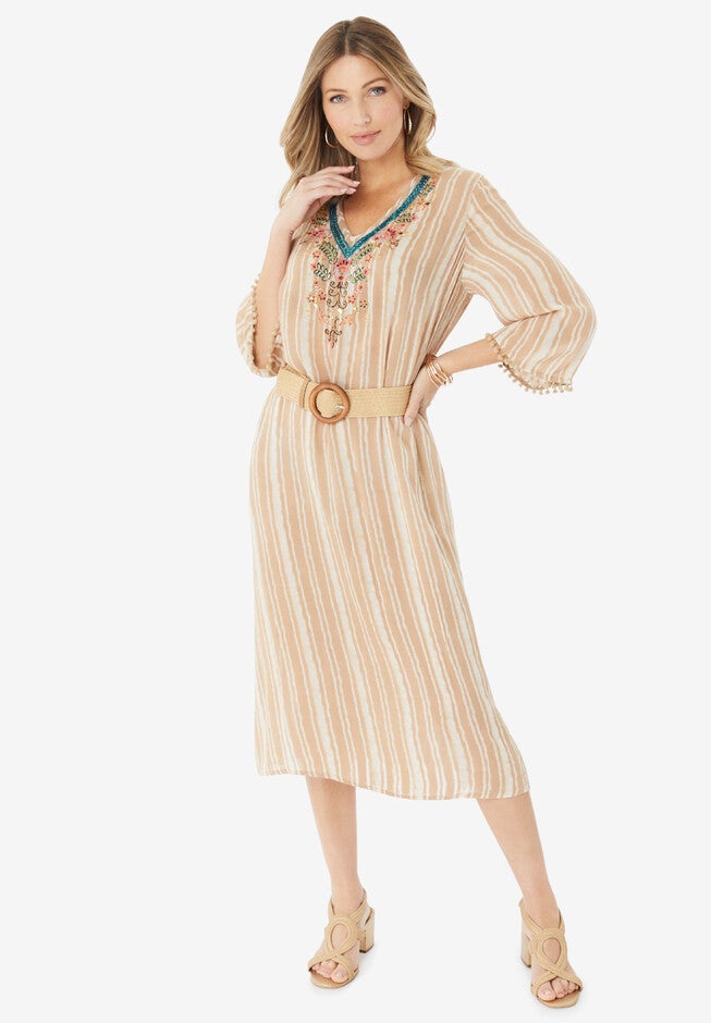 Woven Straw and Wood Belt, NATURAL, hi-res image number null