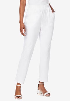 Plus Size White Pull On Pants