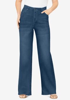 Plus Size Pull On Wide Leg Jeans