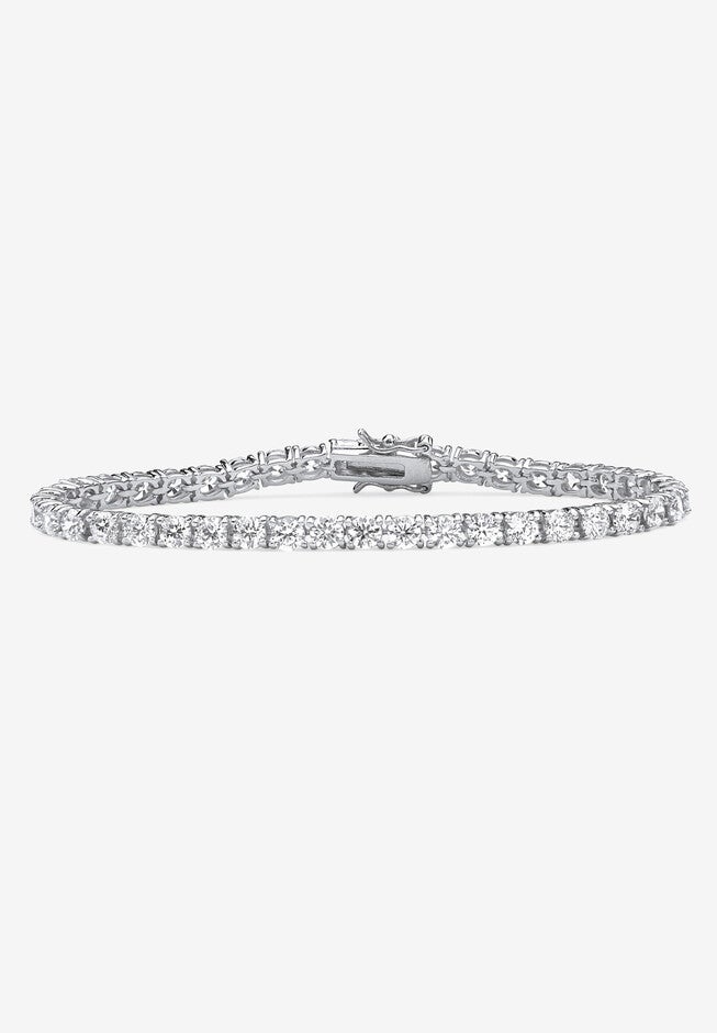 10.75 Tcw Round Cubic Zirconia Platinum-Plated Tennis Bracelet 7.5 inches, CUBIC ZIRCONIA, hi-res image number null