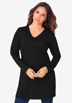 Plus Size Cotton Ultimate Long Sleeve V-Neck Tunic