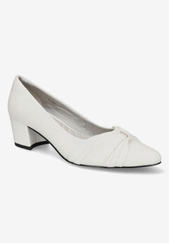 White Low Heel Pumps For Women