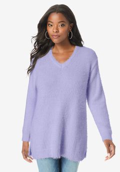 Eyelash V Neck Sweater