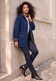 Plus Size Hooded Nylon Jacket