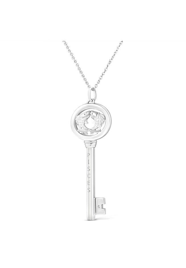 Sterling Silver Diamond Accent Pisces Zodiac Key Pendant Necklace, , alternate image number 2