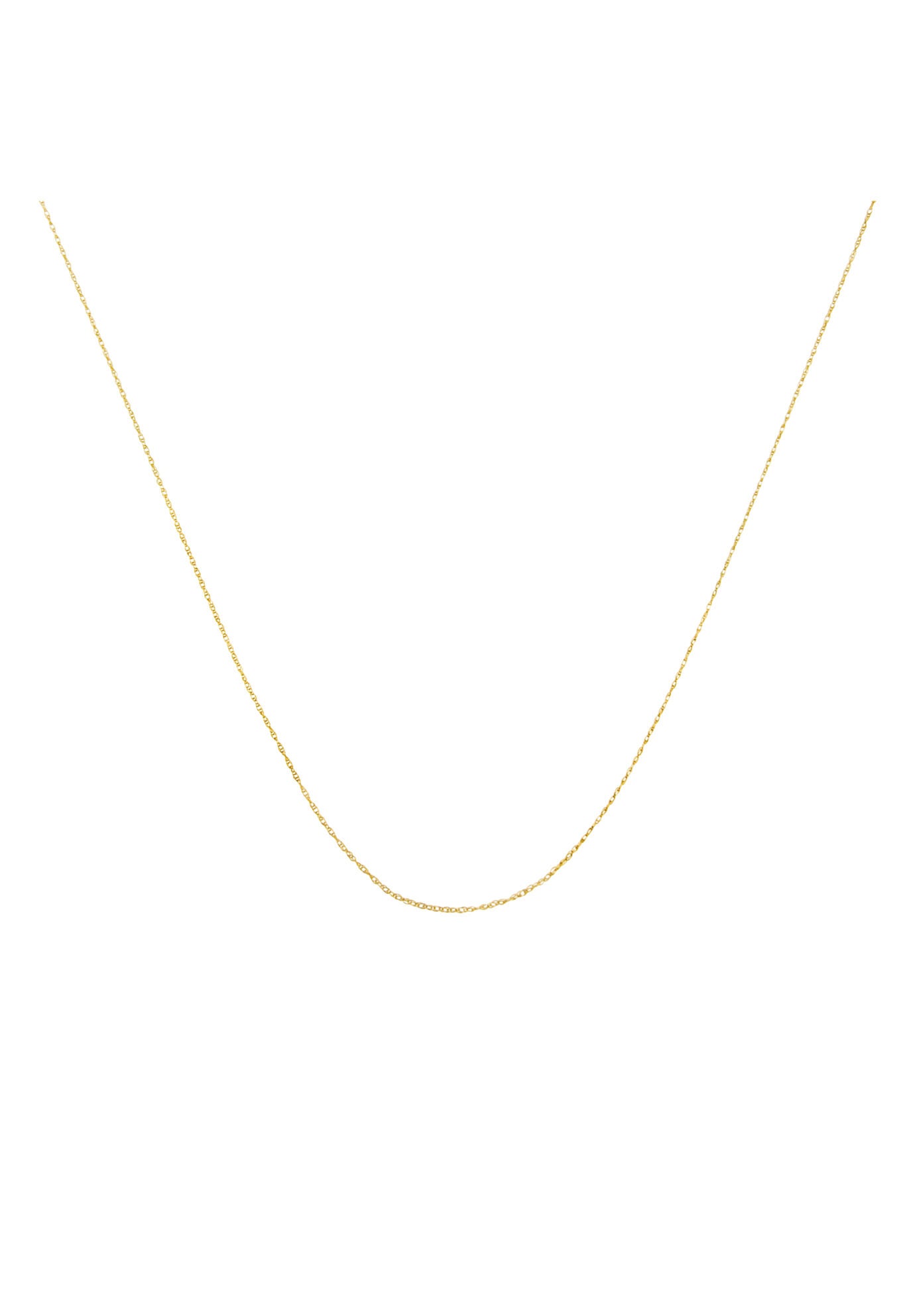 Solid Yellow Gold Slim And Dainty Rope Chain Necklace Unisex Chain 16 inches, YELLOW GOLD, hi-res image number 0