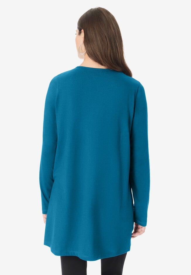 Long-Sleeve Pleatneck Ultimate Tunic, , on-hover image number null