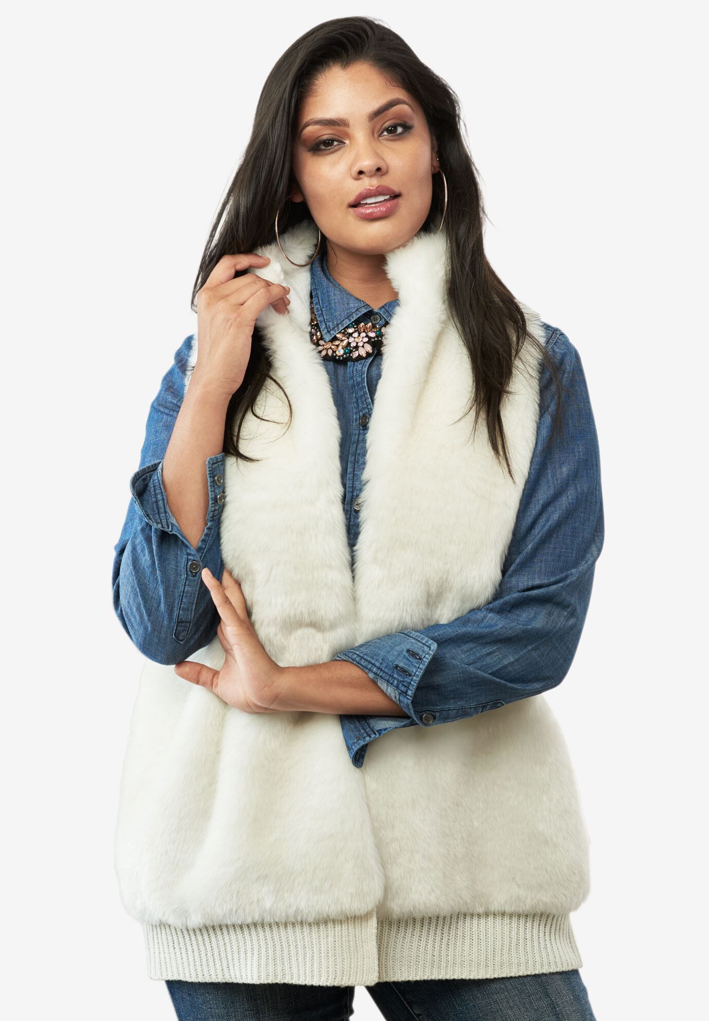 faux fur vest plus size leather faux fur roamans plus size faux fur vest