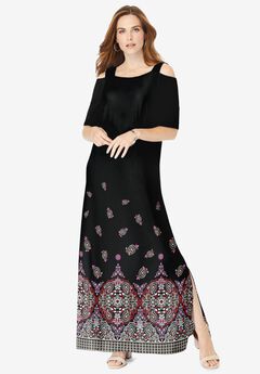 Ultrasmooth® Fabric Cold-Shoulder Maxi Dress