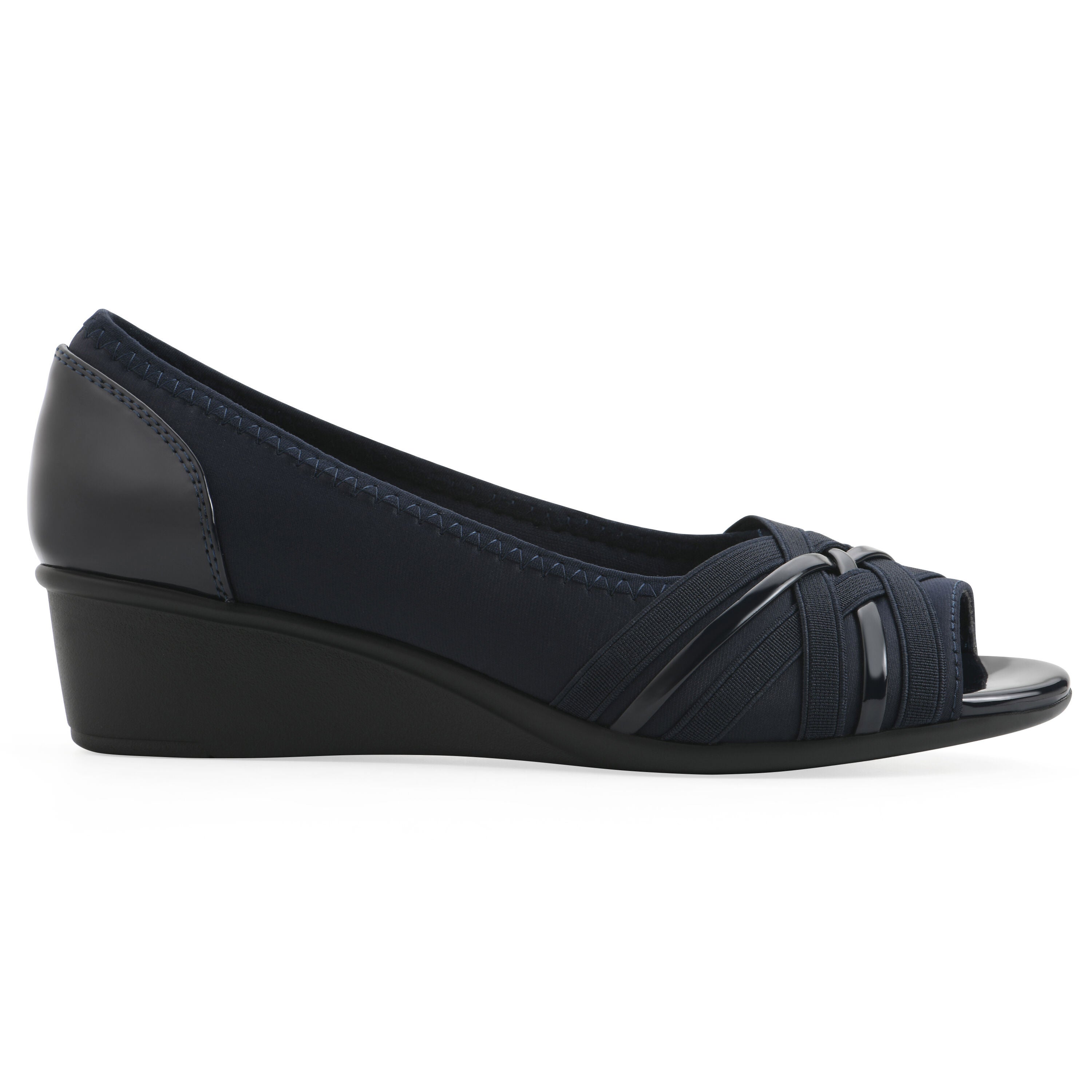 Boldest Peep Toe Wedge, NAVY NYLON, alternate image number 2