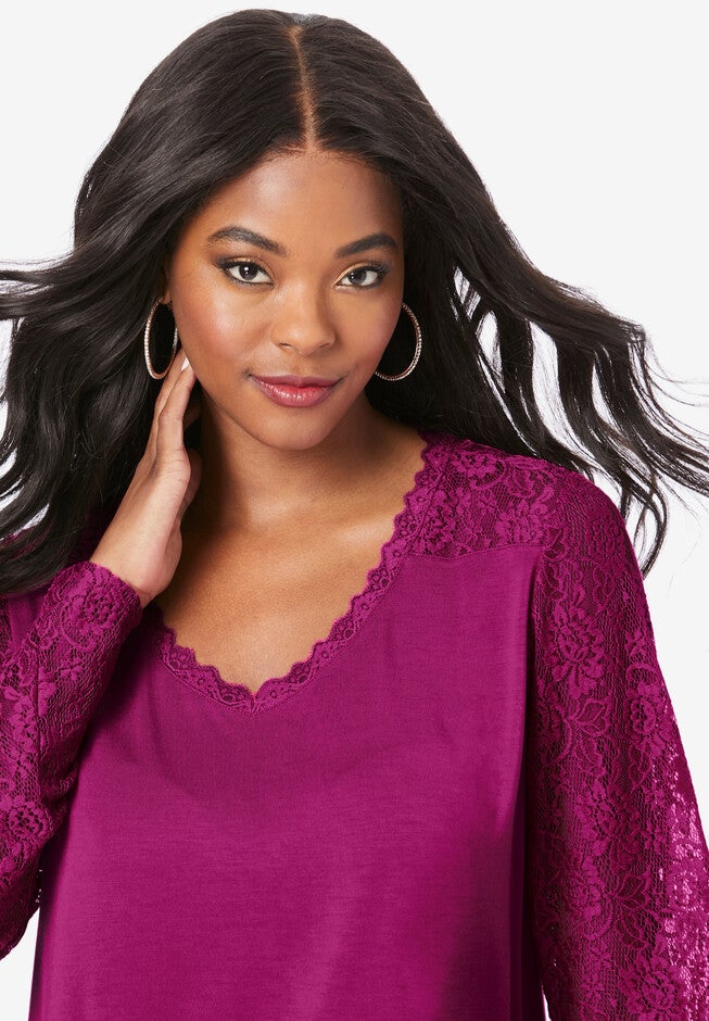 Bell-Sleeve Lace Blouse, , alternate image number 3