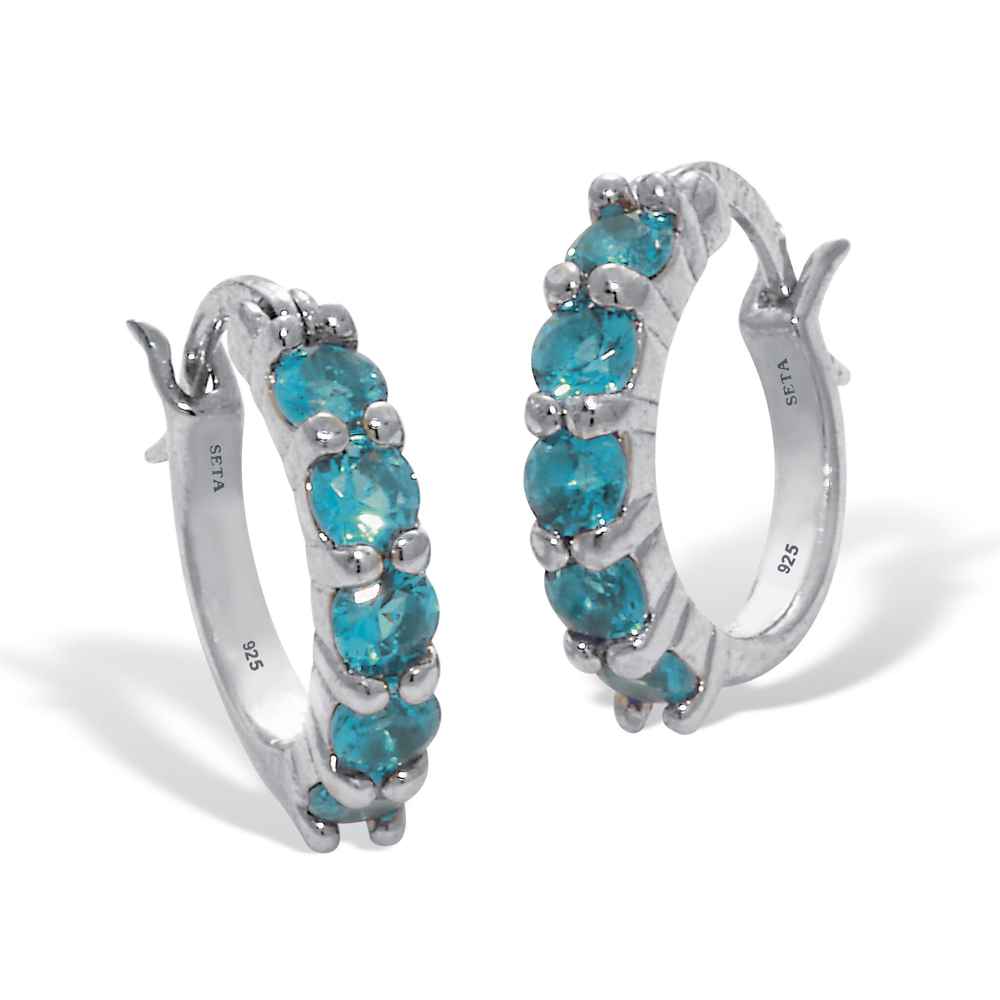 Birthstone Sterling Silver Huggie Hoop Earrings, DECEMBER, hi-res image number 0