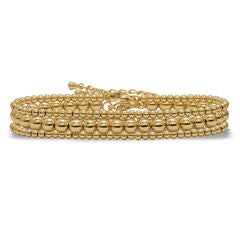 Goldtone Ball Bead Bracelets 7-inch length plus 2-inch extension, 3-Piece Set