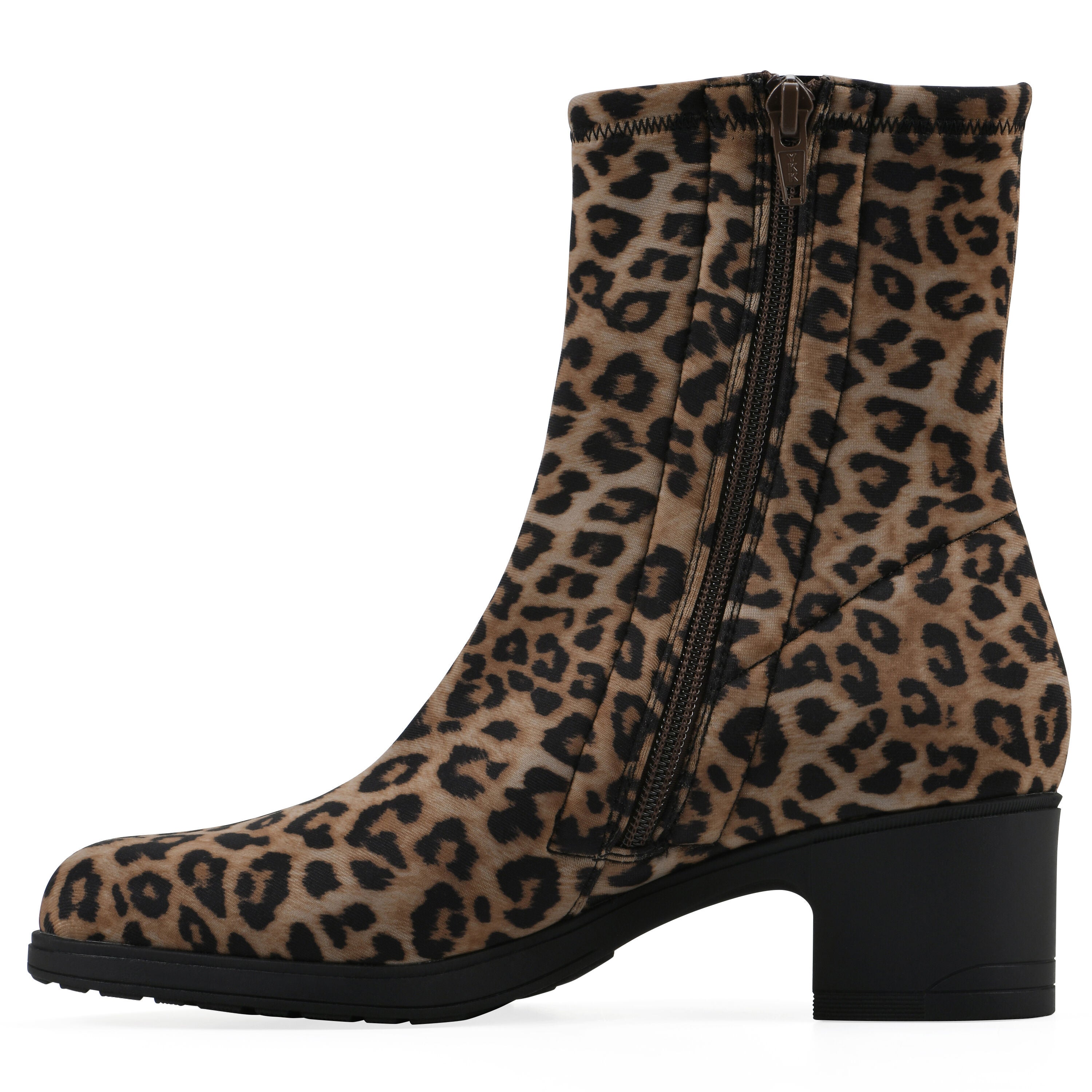 Huda Block Heel Bootie, TAN LEOPARD FABRIC, alternate image number 3