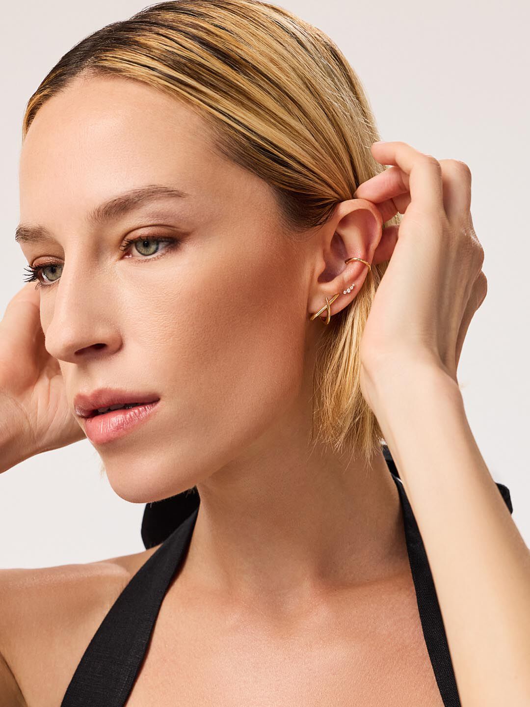 Sloane Stud Earrings, GOLD, alternate image number 4