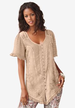 Extended Plus Size Acid Wash Tunic