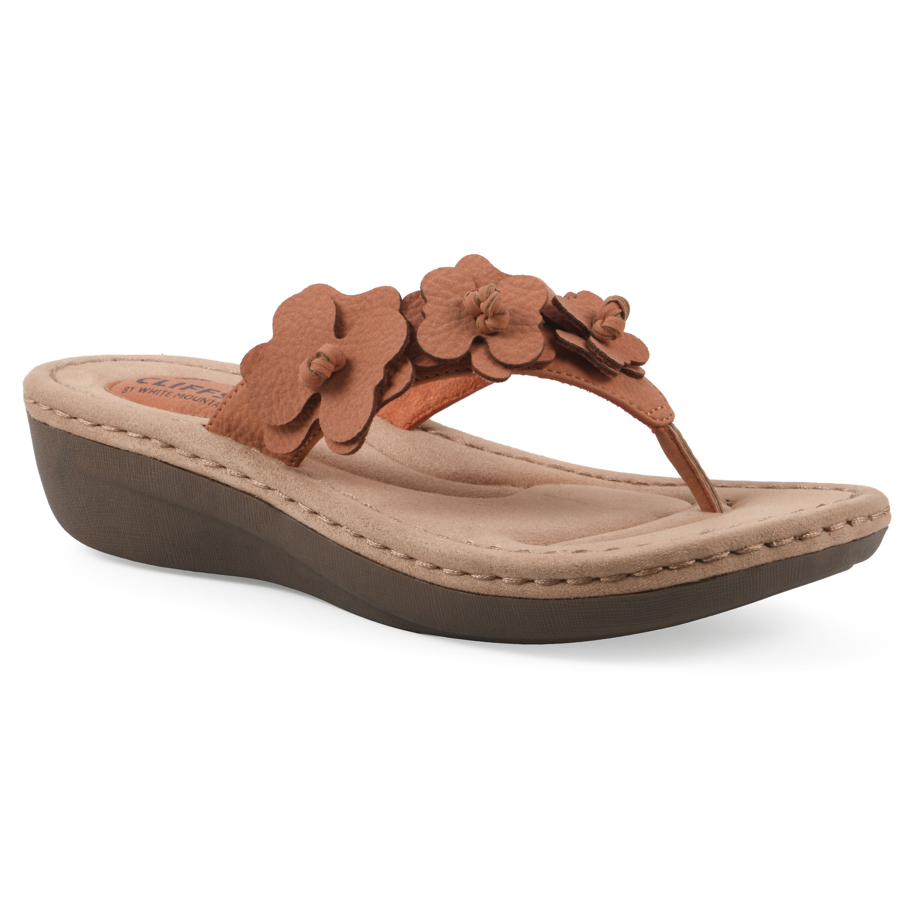 Cassilia Floral Mini Wedge Sandal, PEACH NUBUCK, hi-res image number 0