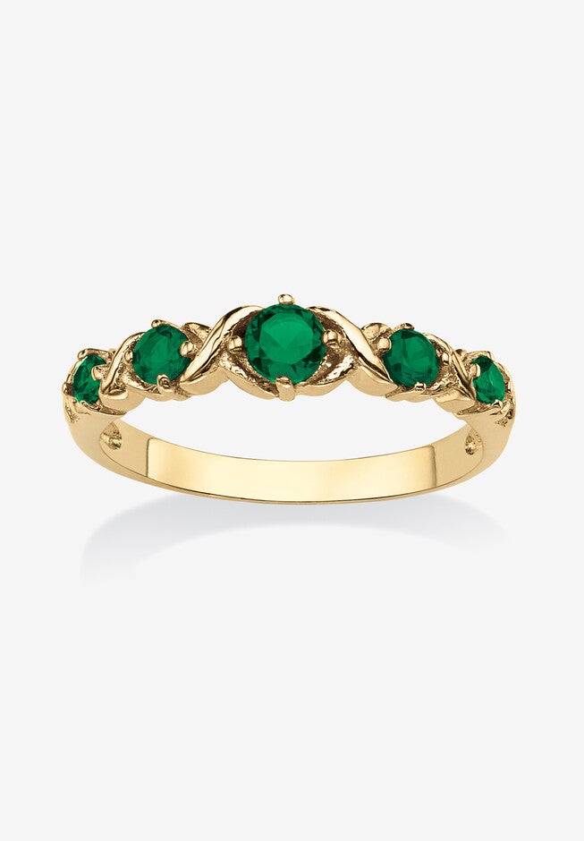 Yellow Gold-Plated Simulated Birthstone Ring, MAY, hi-res image number 0