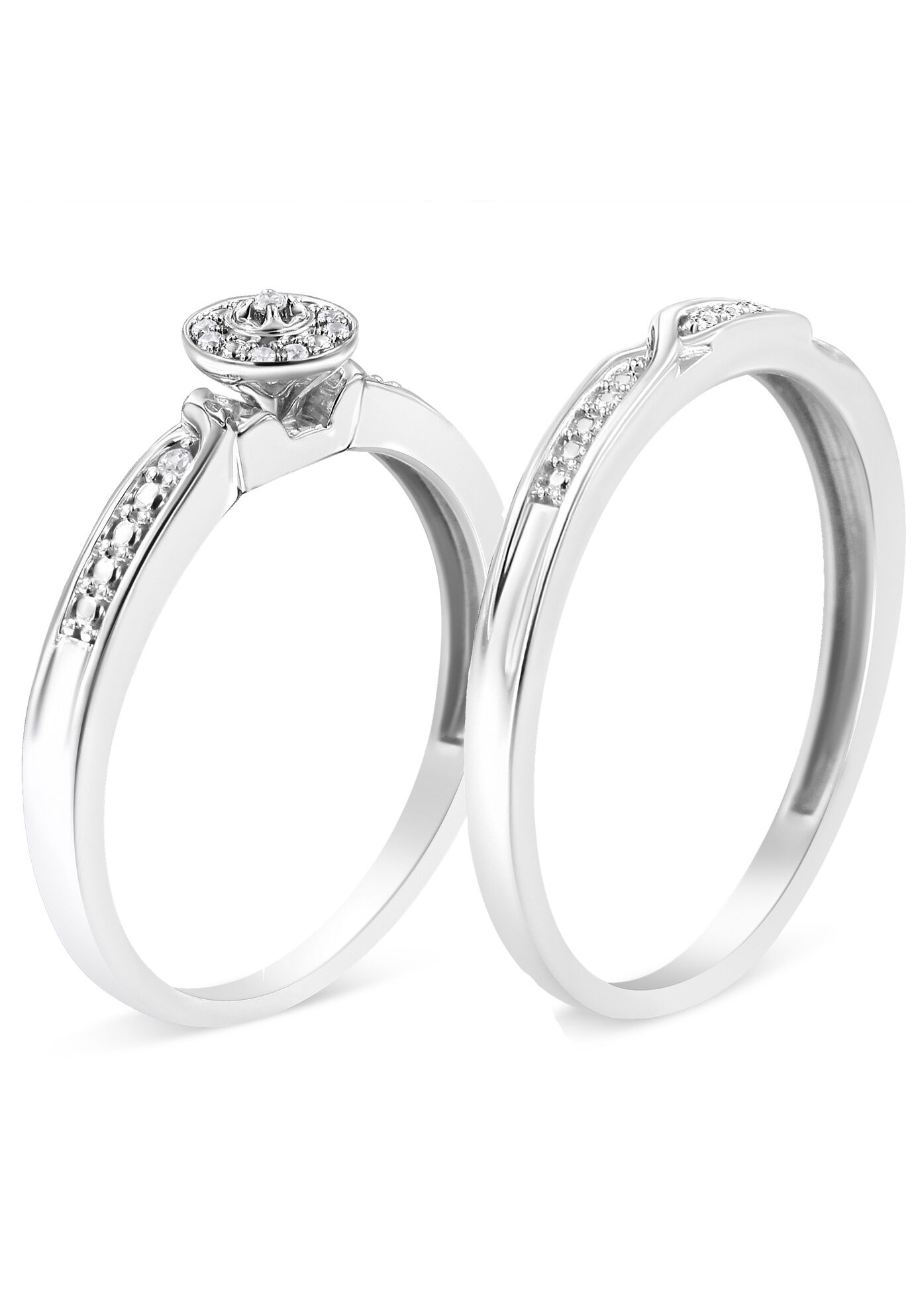 Silver Diamond Accent Frame Twist Shank Bridal Set Ring And Band, , alternate image number 2