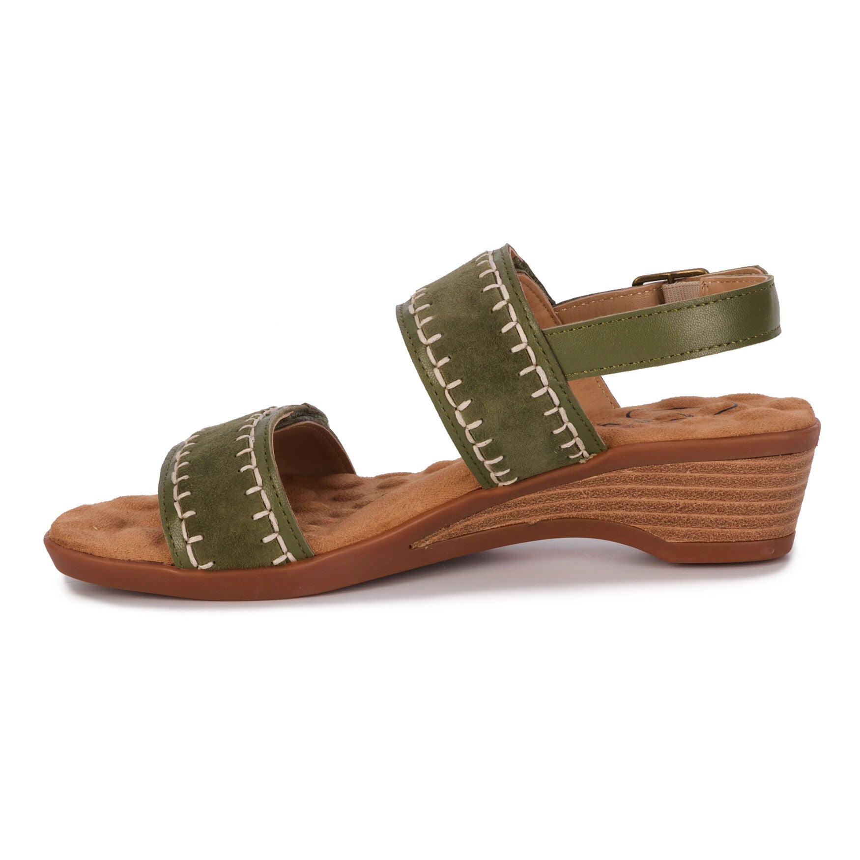 Kateri Sandal, OLIVE LEATHER SUEDE, alternate image number 3