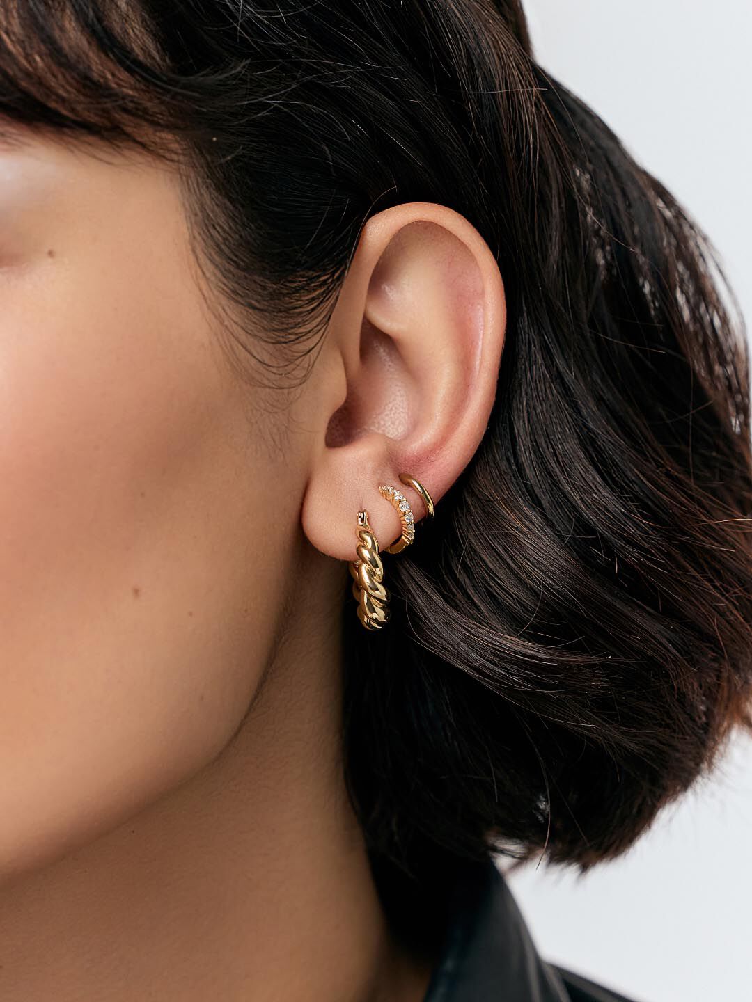 Paris Twisted Hoop Earrings, GOLD, alternate image number 1