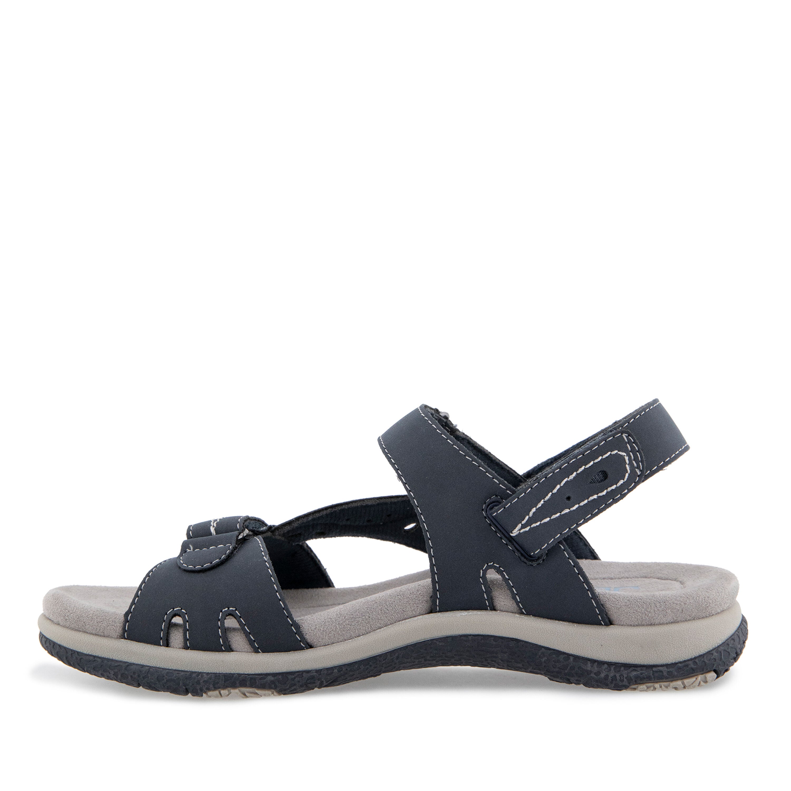 Stephie Vegan Hook and Loop Flat Sandal, NAVY, alternate image number 3