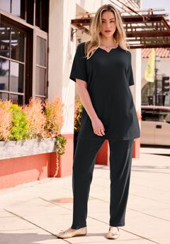 Plus Size Soft Knit Tunic with Notch Neckline