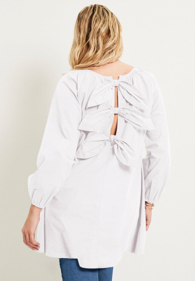 Bow-Back Puff Sleeve Top, , on-hover image number null