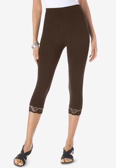 Lace Trim Essential Stretch Capri Legging