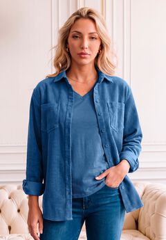 Corduroy Button-Front Shirt