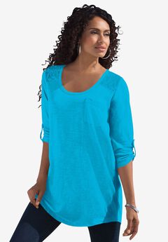Textured Lace Trimmed Tunic