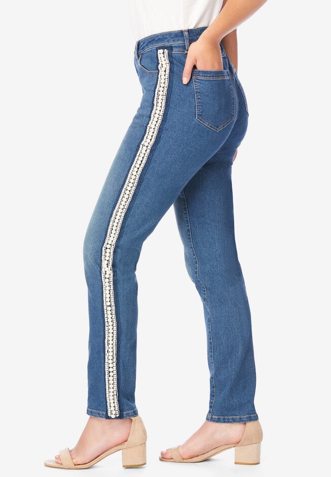 Embellished Straight Leg Jean with Invisible Stretch® By Denim 24/7, , alternate image number 2