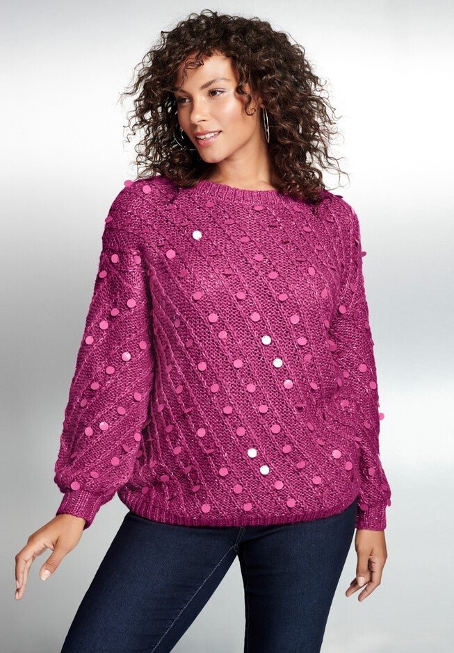 Textured Sequin Sweater, , alternate image number null