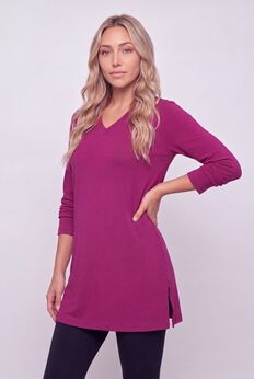 Plus Size Cotton Ultimate Long Sleeve V-Neck Tunic
