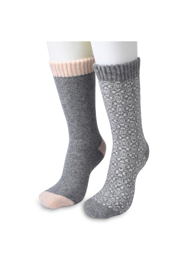 2 Pair Pack 25% Wool Blend Socks, GREY NORDIC, hi-res image number 0