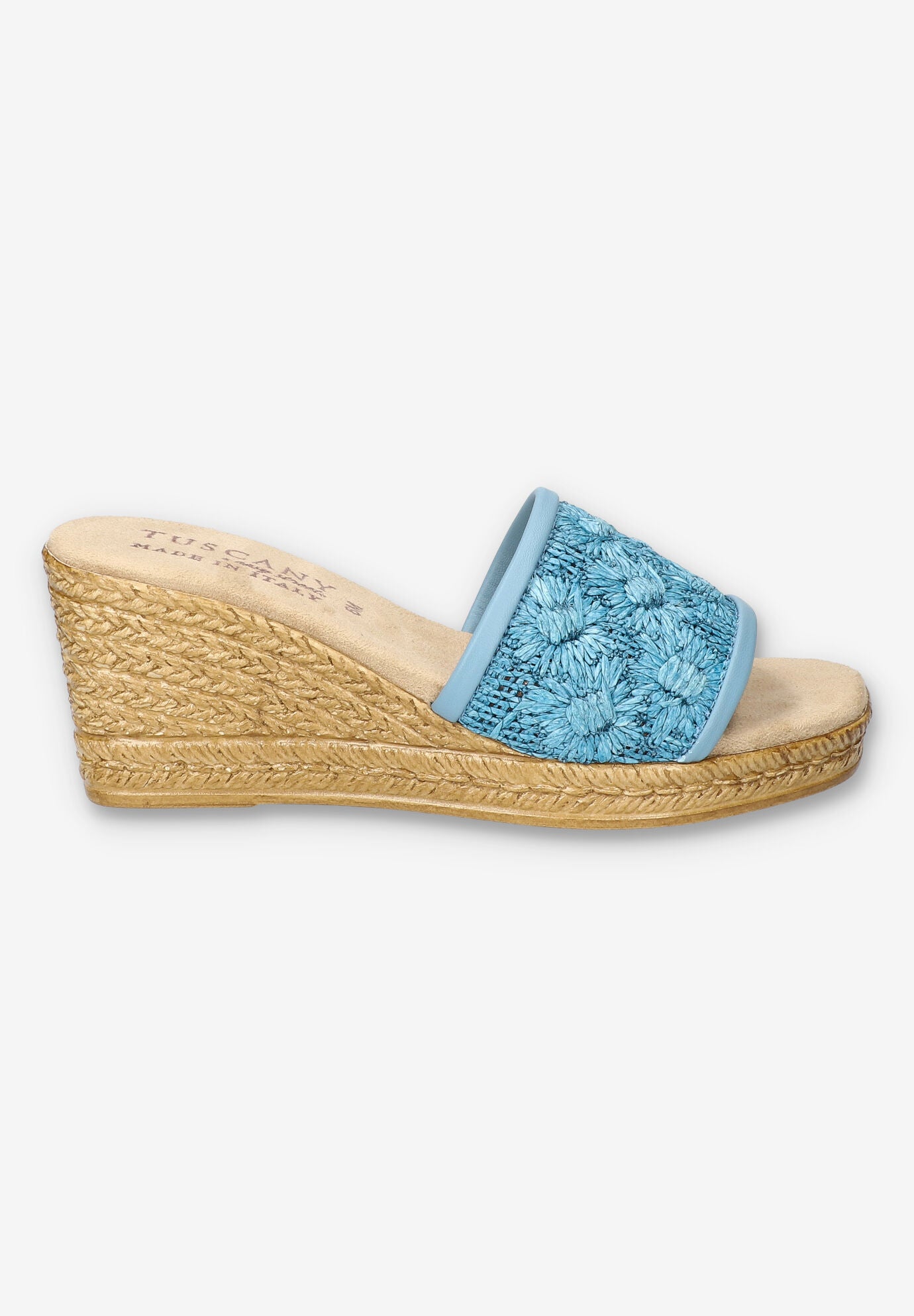 Ricci Wedge Sandal, DENIM RAFFIA FLOWER, alternate image number 3
