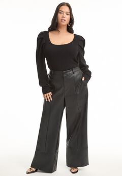 Cuffed Faux Leather Pants