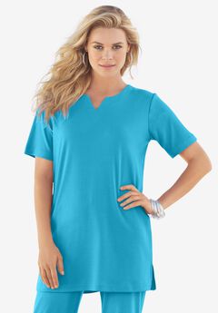 Plus Size Soft Knit Tunic with Notch Neckline