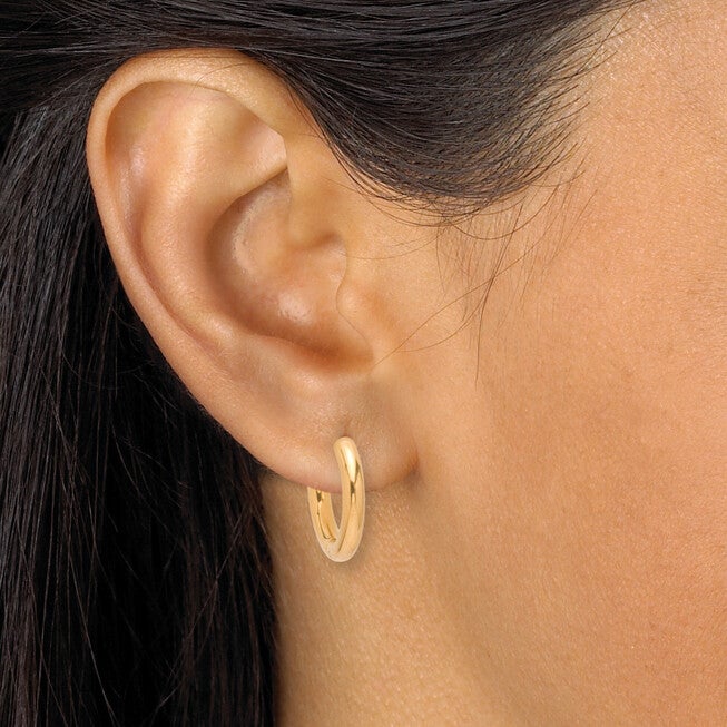 3-Pair Gold Ion-Plated Stainless Steel Hoops, 5/8 inches, 7/10 inches and 1 inches, YELLOW, alternate image number 4