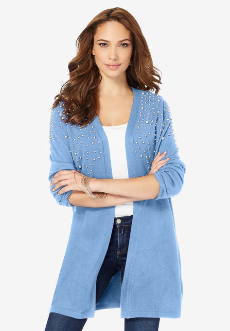 Embellished Cardigan, SOFT SKY PEARL BURST, hi-res image number null