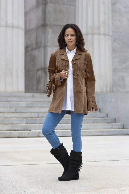 Fringe Suede Jacket, , alternate image number null
